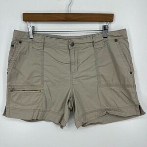 Woolrich Chino Shorts Women's Size 12 Beige‎ Zip Pocket Outdoors Tactical